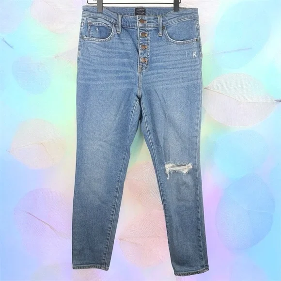 J. Crew Light Blue Distressed High Rise Skinny Size 29 Sustainable Fabric - Picture 1 of 8
